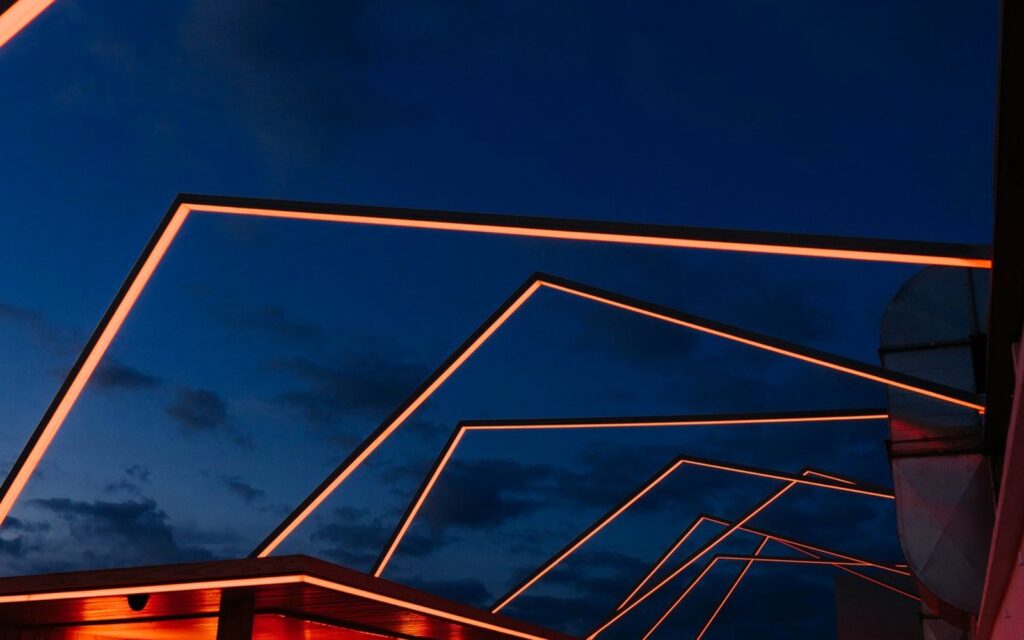 Real photograph illustrating lighting equipment and control for restaurants, bars, clubs and hotels