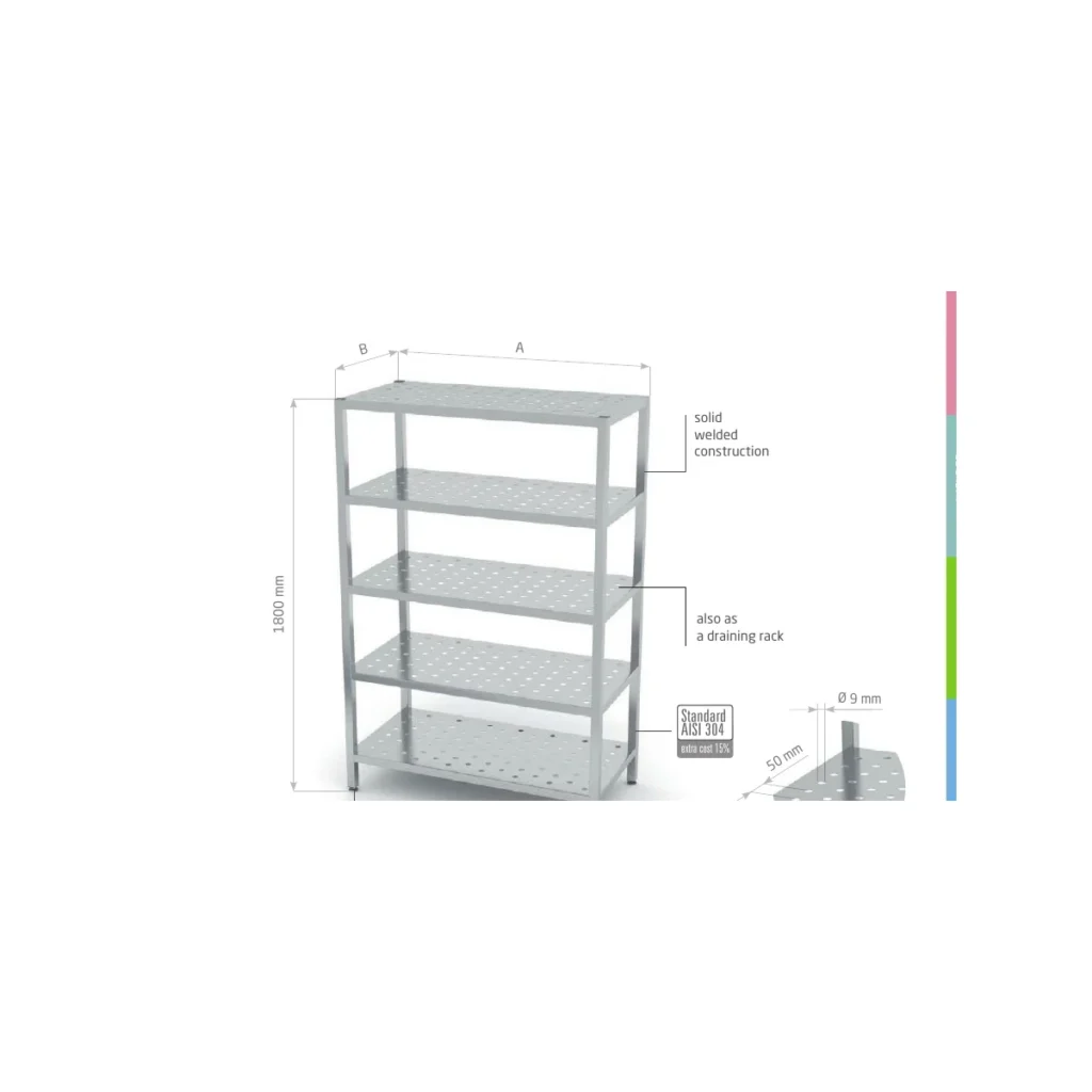 Storage rack with 5 perforated shelves Polgast POL-345