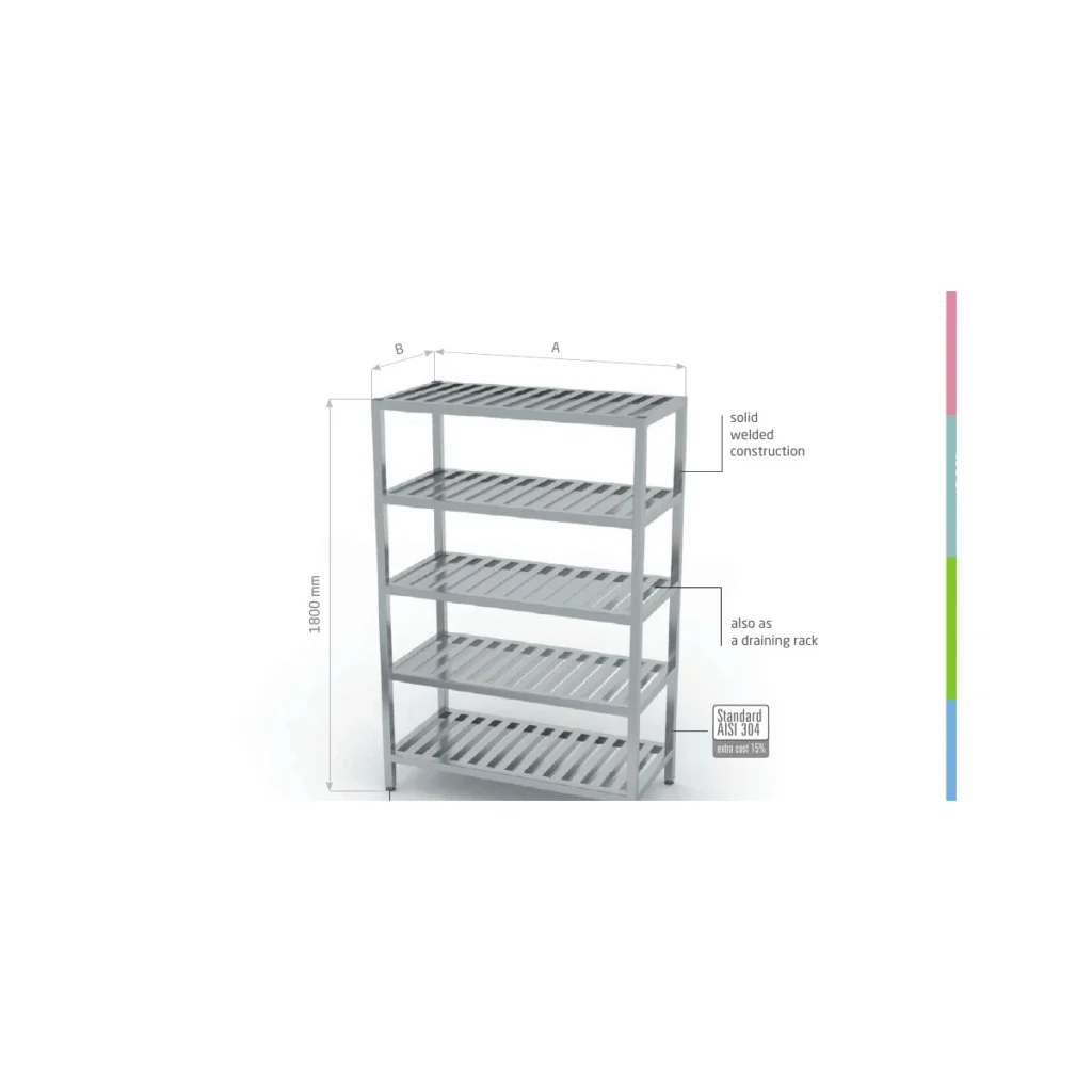 Storage rack with 5 grating shelves Polgast POL-355