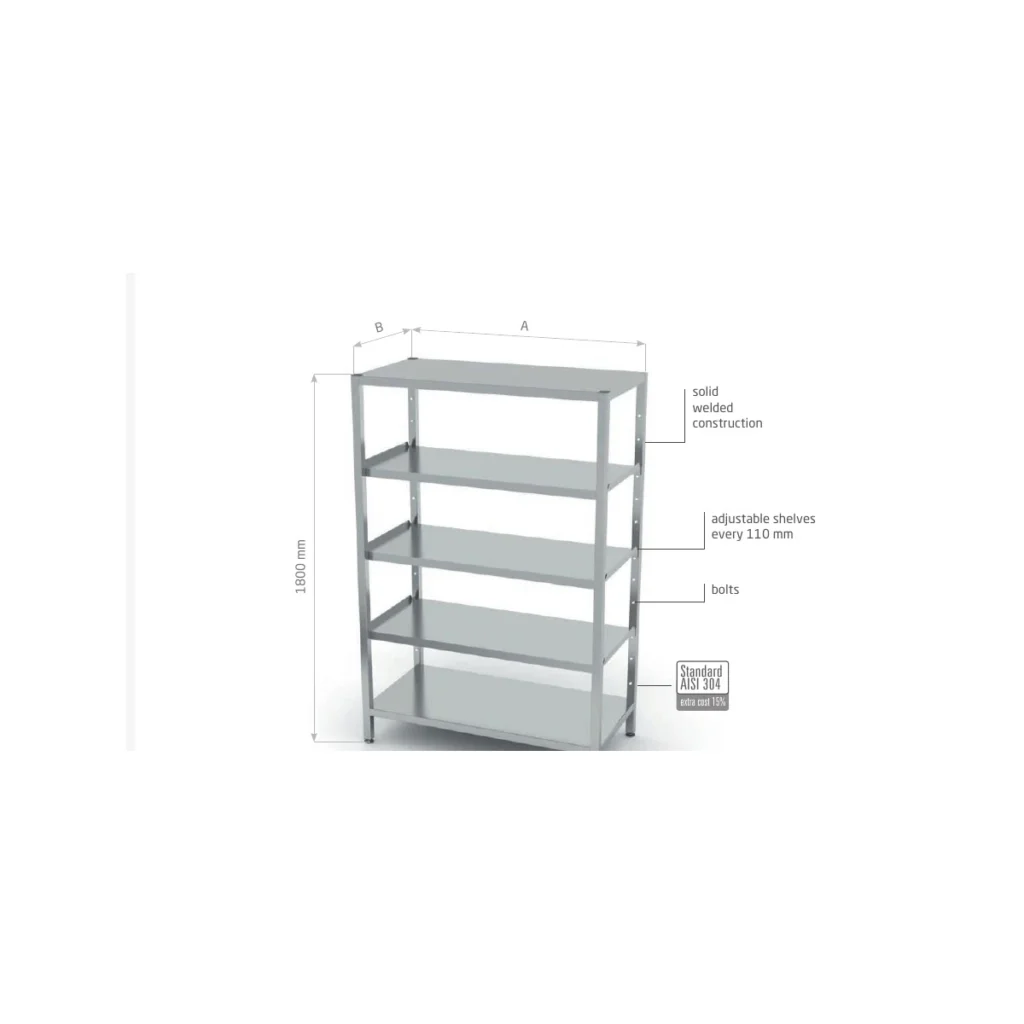 Storage rack with 5 adjustable solid shelves Polgast POL-356