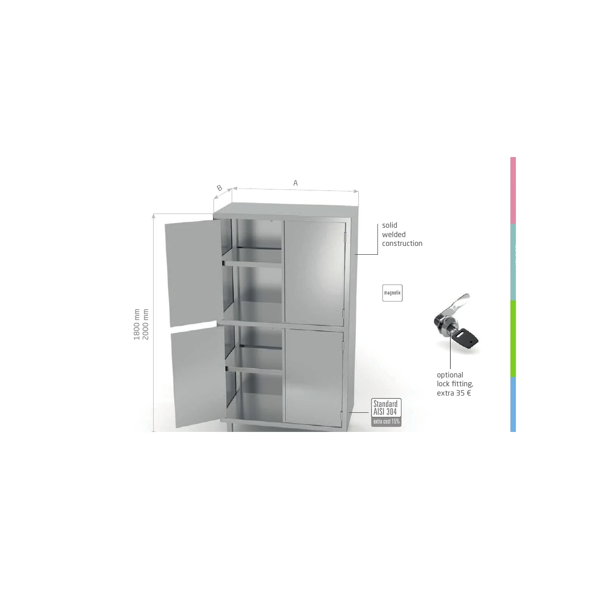Storage cupboard with partition and hinged doors Polgast POL-E305-2