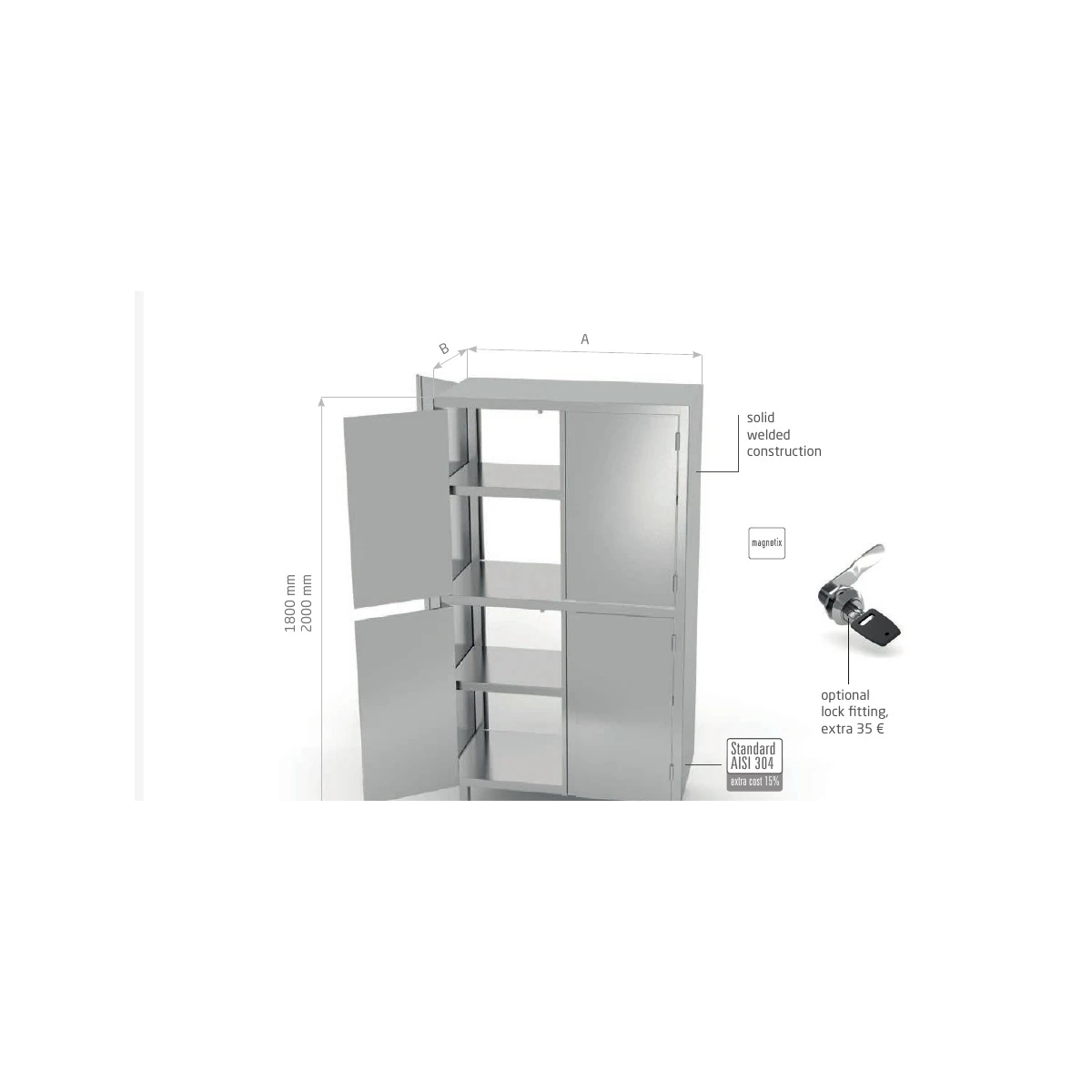 Double-sided cupboard with partition and hinged doors Polgast POL-E306-2