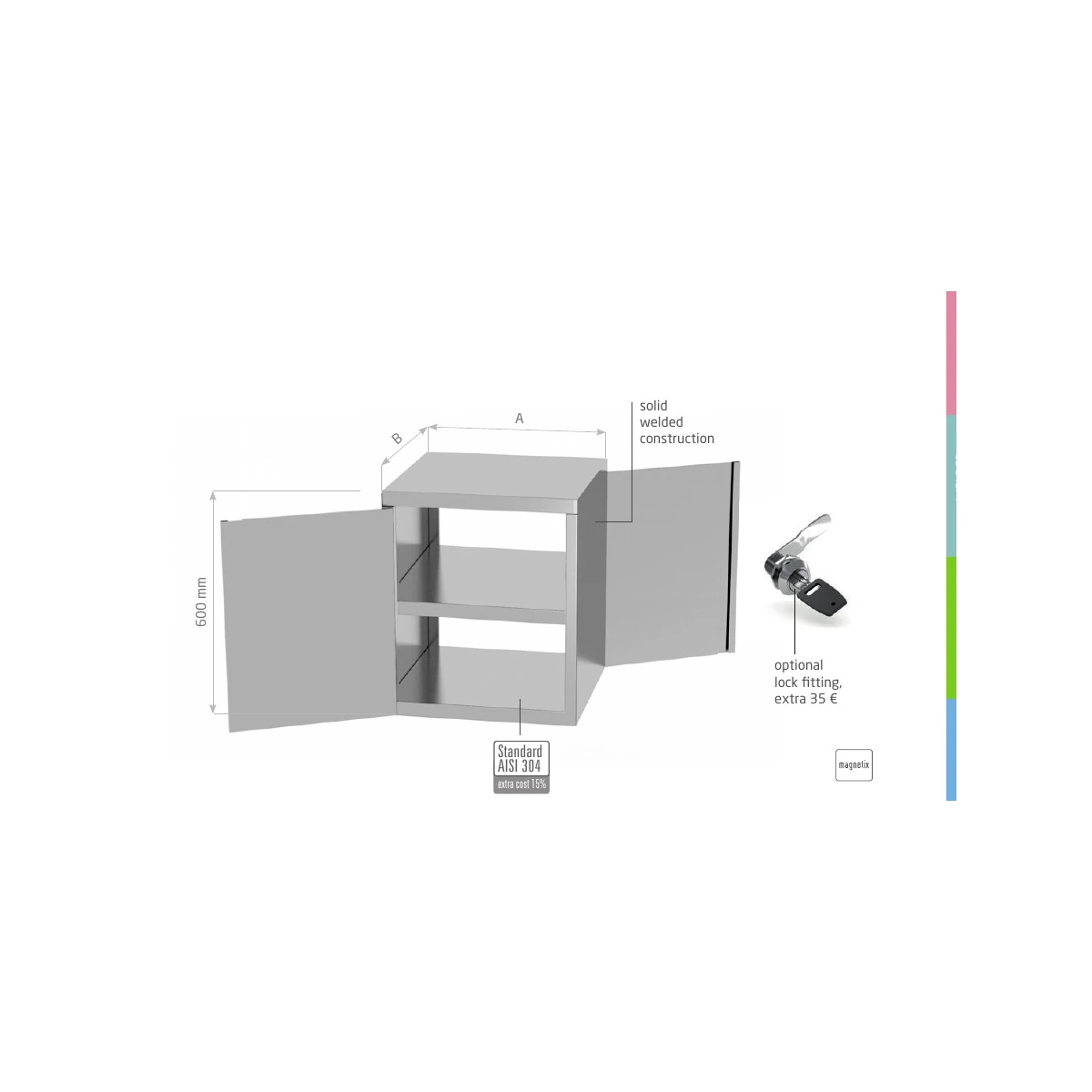 Double-sided storage cupboard with two hinged doors Polgast POL-E310P
