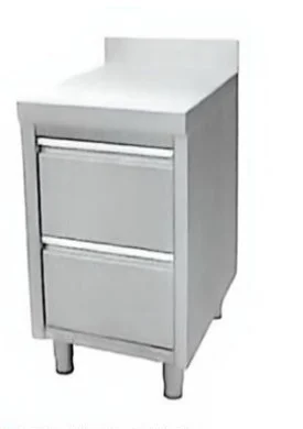 Stainless steel cabinet with 2 drawers — With 100 mm splashback (SCCTG-5060WS)