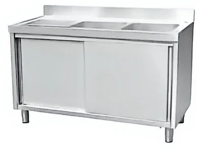 Dvojna inox pomivalna miza z levim odcejalnikom in omaro (DSGSSXZLS-1670)