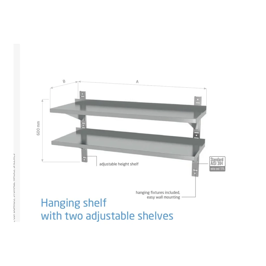 Hanging shelf with two adjustable shelves Polgast POL-384 / POL-384-3